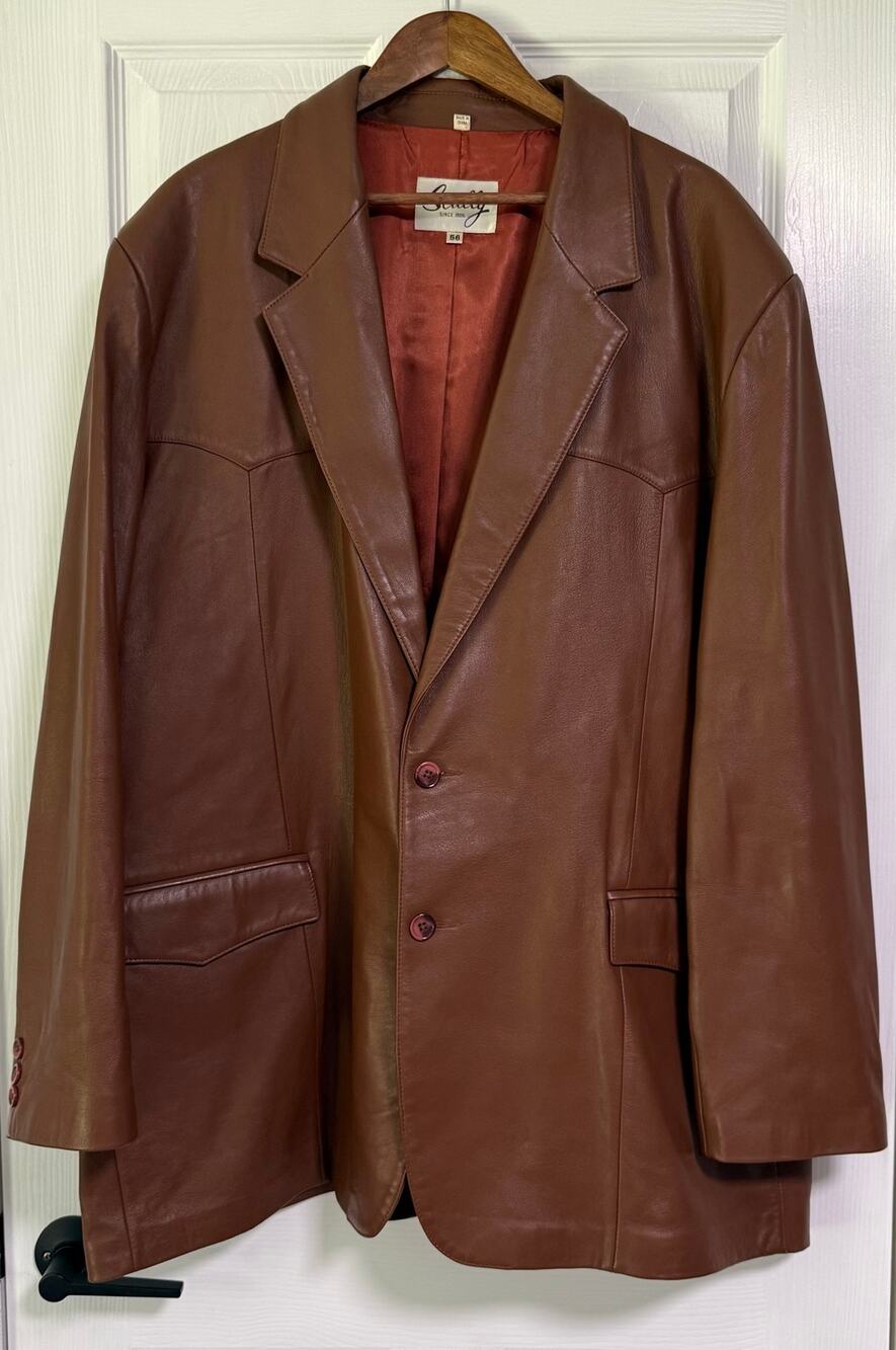 Scully Men's Tan Brown Genuine Leather Western Sportscoat Blazer Jacket Size 56